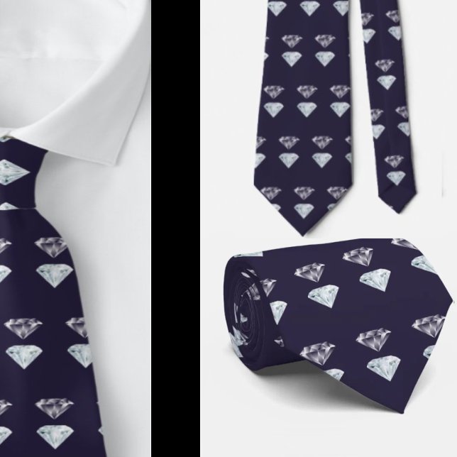 Diamond Pattern Bling Navy Blue Luxury Elegant Nec Tie (Creator Uploaded)