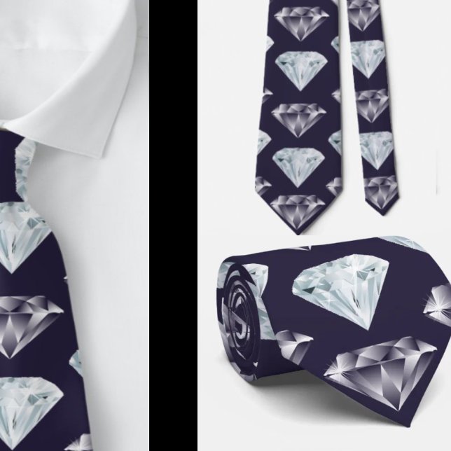 Diamond Pattern Bling Navy Blue Luxury Elegant Nec Tie (Creator Uploaded)