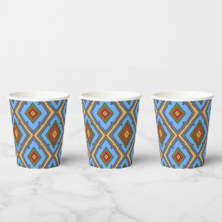 Diamond Pattern Blue Red Yellow Green  Paper Cups