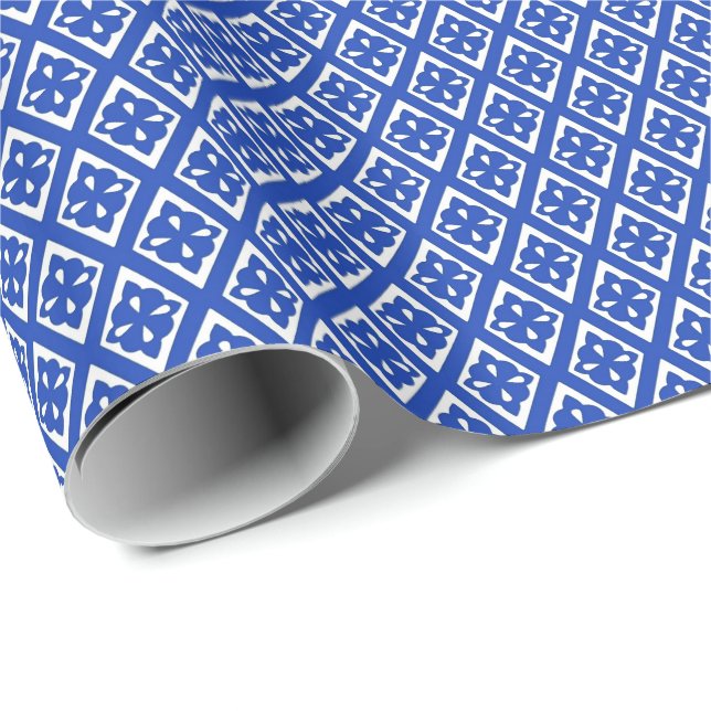 Diamond pattern - cobalt blue and white wrapping paper (Roll Corner)