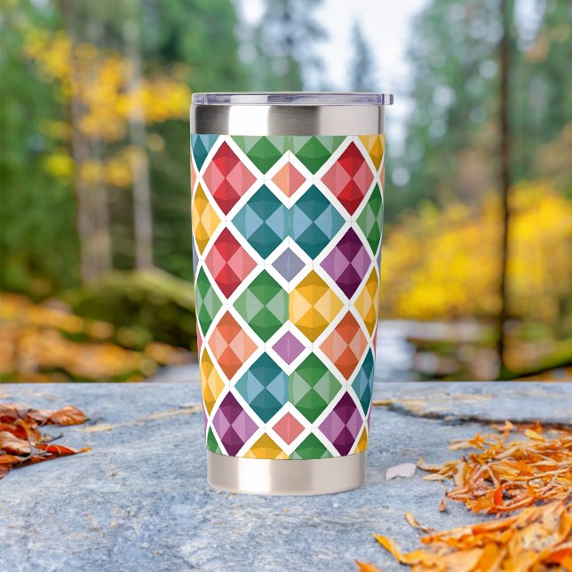Diamond Pattern Coffee Mug Insulated Tumbler (Outdoor)