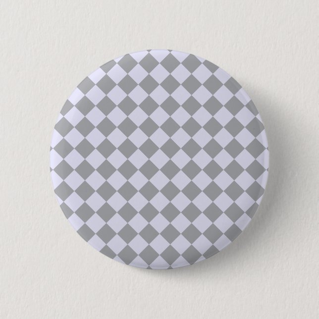 Diamond pattern in grey and lavender 6 cm round badge (Front)