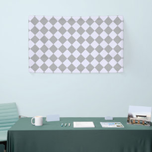 Diamond pattern in grey and lavender banner