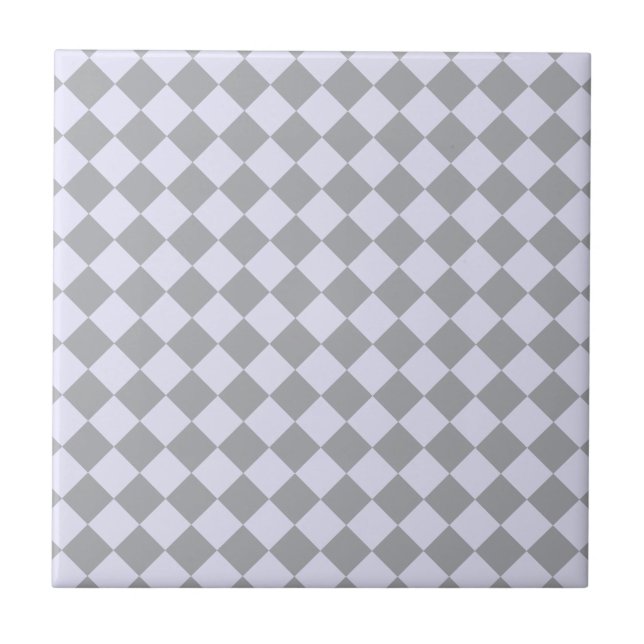 Diamond pattern in grey and lavender ceramic tile (Front)