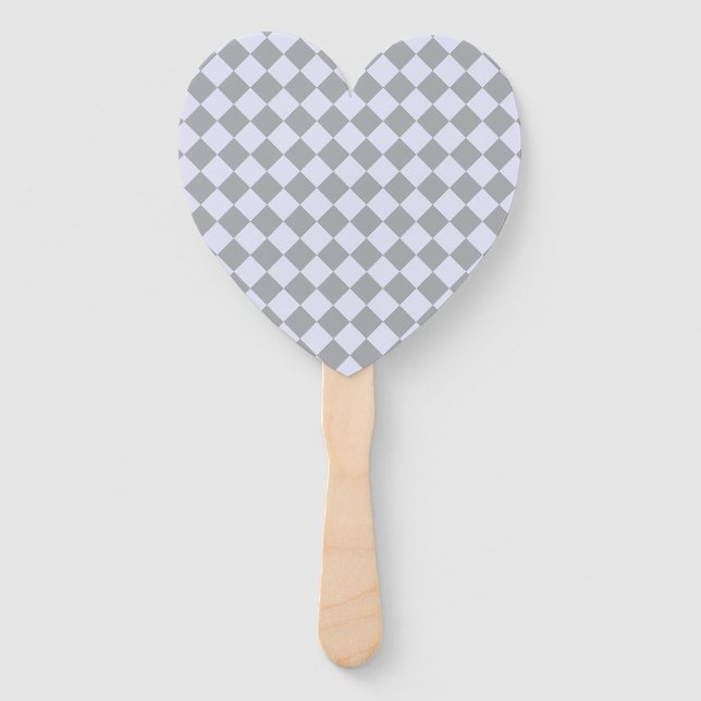 Diamond pattern in grey and lavender hand fan (Front)