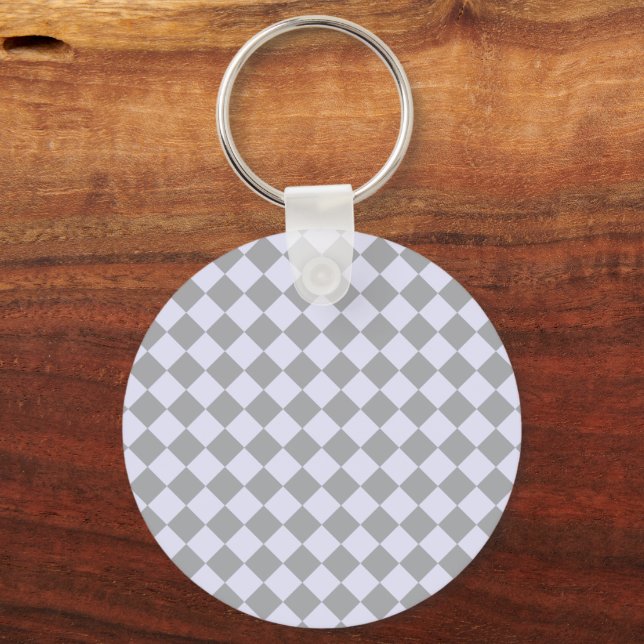 Diamond pattern in grey and lavender key ring (Back)