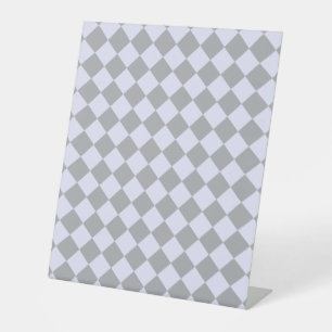 Diamond pattern in grey and lavender pedestal sign
