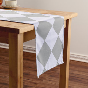 Diamond pattern in grey and lavender short table runner