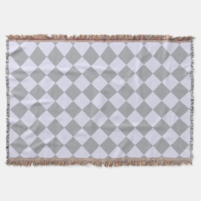 Diamond pattern in grey and lavender throw blanket (Front)