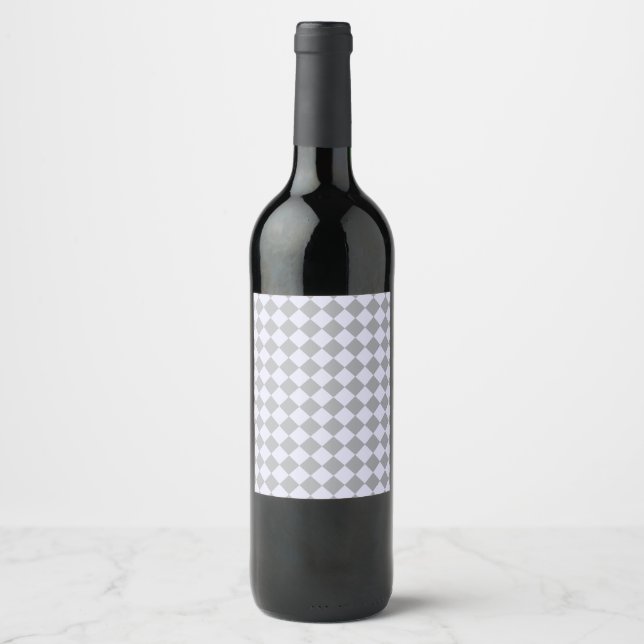 Diamond pattern in grey and lavender wine label (Front)