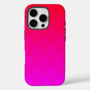 Diamond Pattern in Red and Neon Pink Ombre iPhone 16 Pro Case