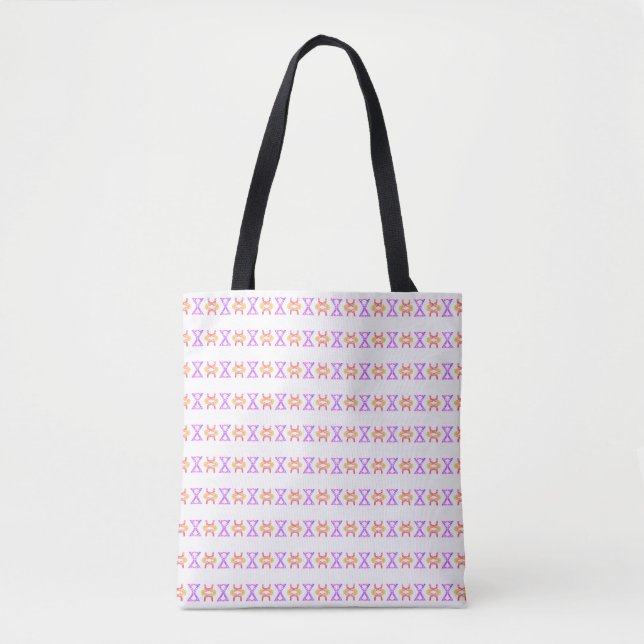 Diamond Pattern in Violet, Coral &  White Tote Bag (Front)