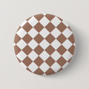 Diamond Pattern in White and Mocha Mousse 6 Cm Round Badge