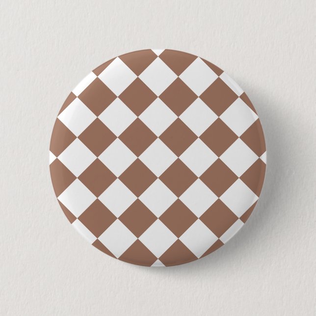 Diamond Pattern in White and Mocha Mousse 6 Cm Round Badge (Front)