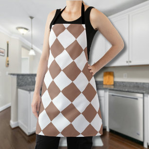 Diamond Pattern in White and Mocha Mousse Apron