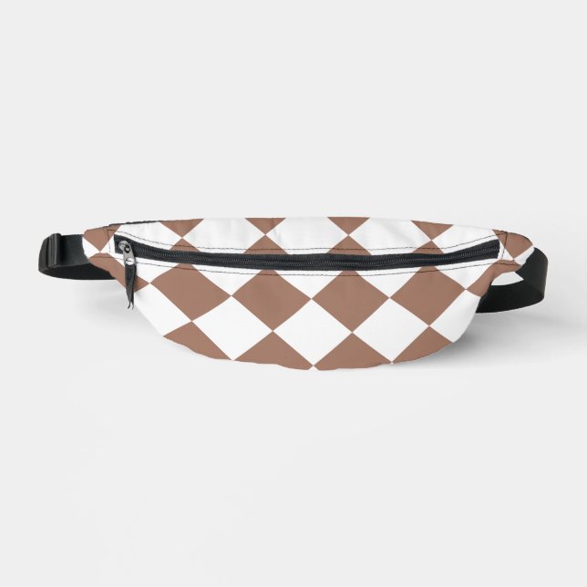 Diamond Pattern in White and Mocha Mousse Bum Bags (Front)