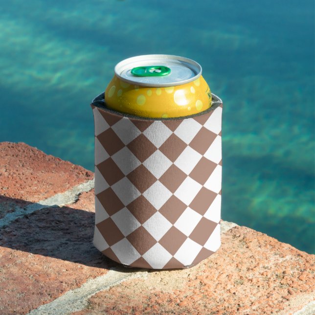 Diamond Pattern in White and Mocha Mousse Can Cooler (In Situ Pool)