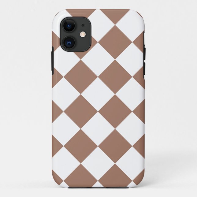 Diamond Pattern in White and Mocha Mousse Case-Mate iPhone Case (Back)