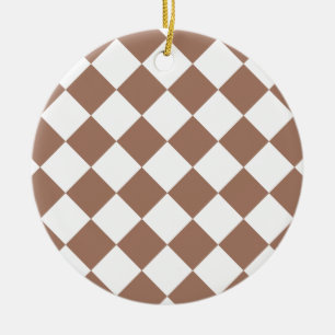 Diamond Pattern in White and Mocha Mousse Ceramic Ornament