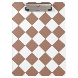 Diamond Pattern in White and Mocha Mousse Clipboard