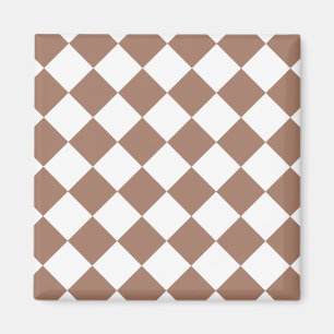 Diamond Pattern in White and Mocha Mousse Magnet