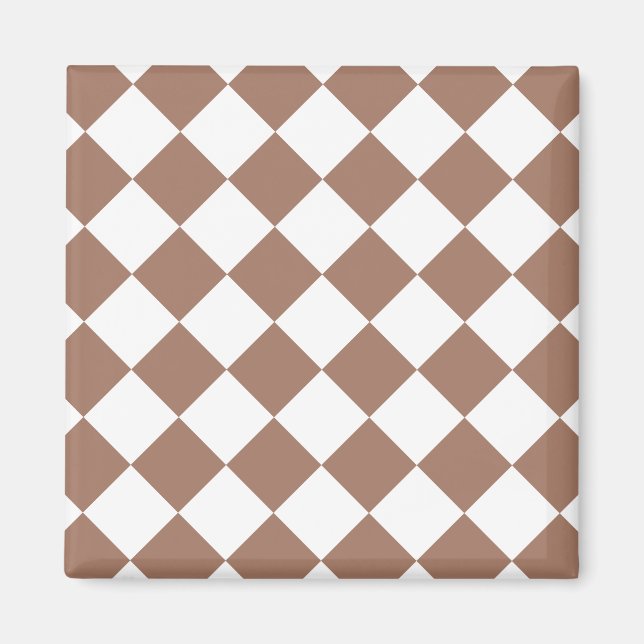 Diamond Pattern in White and Mocha Mousse Magnet (Front)