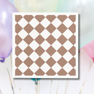 Diamond Pattern in White and Mocha Mousse Napkin
