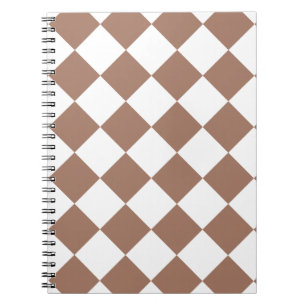 Diamond Pattern in White and Mocha Mousse Notebook