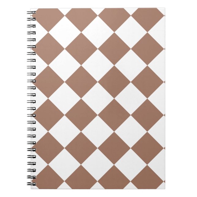 Diamond Pattern in White and Mocha Mousse Notebook (Front)