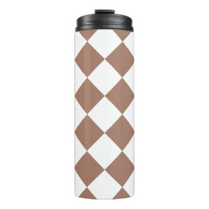 Diamond Pattern in White and Mocha Mousse Thermal Tumbler