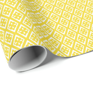 Diamond pattern - mustard gold and white wrapping paper