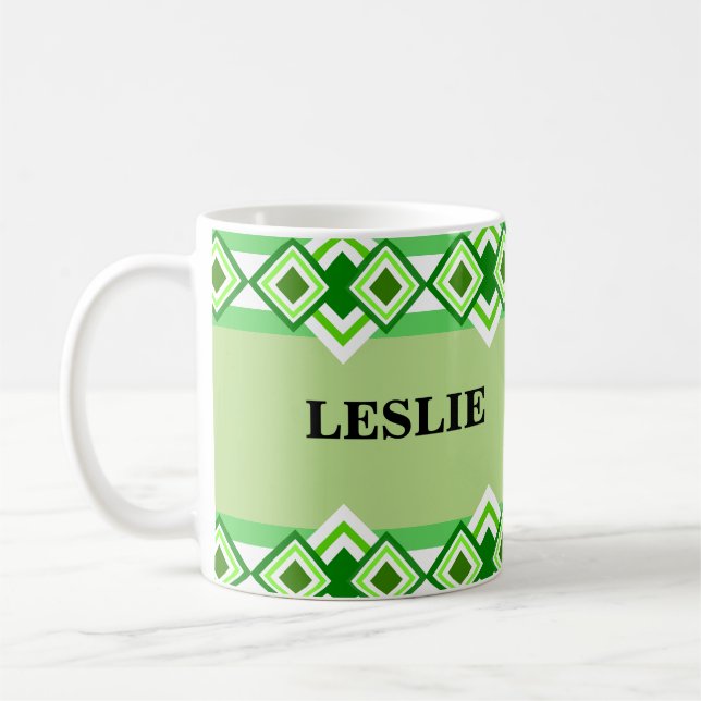 Diamond Pattern Personalised Mugs (Left)