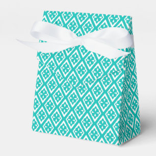Diamond pattern - turquoise and white favour box