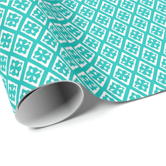 Diamond pattern - turquoise and white wrapping paper (Roll Corner)
