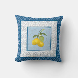 Diamond Pattern Tuscan Lemon Tree Trellis Fine Art Cushion