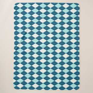 diamond pattern vivid blue teal argyle sherpa blanket