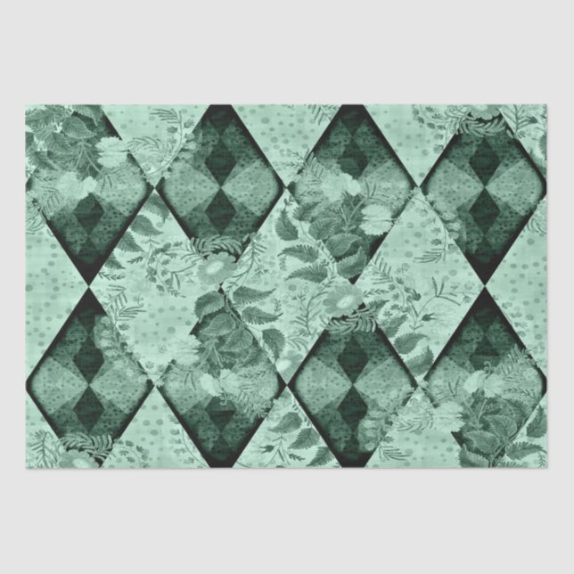 Diamond Pattern With Florals Decoupage Tissue Paper (Front)