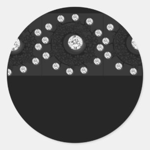 Diamond Patterned Floral Classic Round Sticker