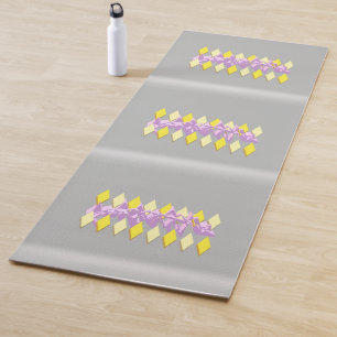 Diamond patterns with purple art graphics yoga mat