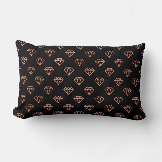 Diamond - Peach on Black Lumbar Cushion (Front)
