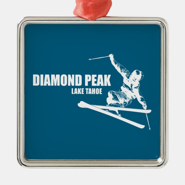 Diamond Peak Lake Tahoe Skier Metal Ornament (Front)