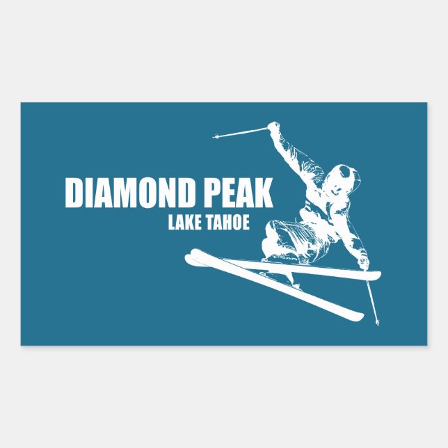 Diamond Peak Lake Tahoe Skier Rectangular Sticker (Front)