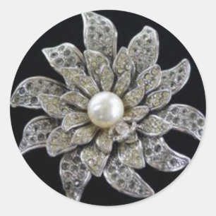 Diamond & Pearl Brooch Classic Round Sticker