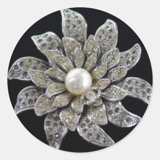 Diamond & Pearl Brooch Classic Round Sticker (Front)