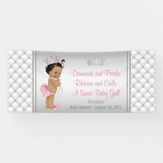 Diamond Pearl Ethnic Princess Baby Shower Banner (Horizontal)