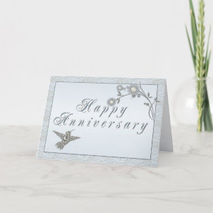 Diamond Pearl Hummingbird Anniversary Card