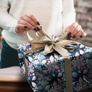 Diamond & Pearl Snowflake Lace Christmas Pattern Wrapping Paper