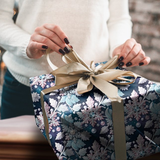 Diamond & Pearl Snowflake Lace Christmas Pattern Wrapping Paper (Creator Uploaded)