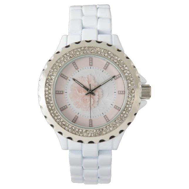 Diamond Peony Pastel Pink Watch (Front)