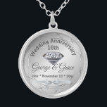 Diamond Personalised 10th Anniversary Gift to Wife Silver Plated Necklace<br><div class="desc">Diamond Personalised 10th Anniversary Gift to Wife Looking for a special way to celebrate 10 years of love with your wife? Our Diamond Personalised 10th Anniversary Gift is the perfect choice! This beautiful gift features a stunning diamond pendant that can be engraved with your wife's name, initials or a special...</div>
